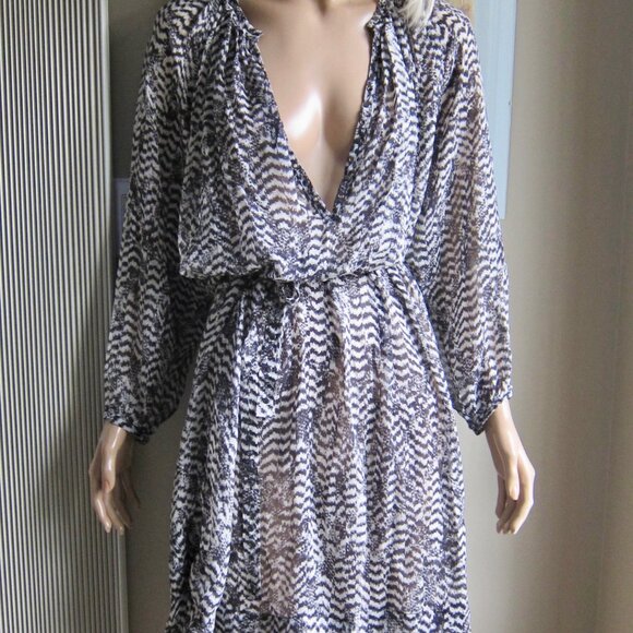 ISABEL MARANT H & M SILK FEATHER PRINT BOHO DRESS NWT $150 CELEB FAV - Picture 8 of 8